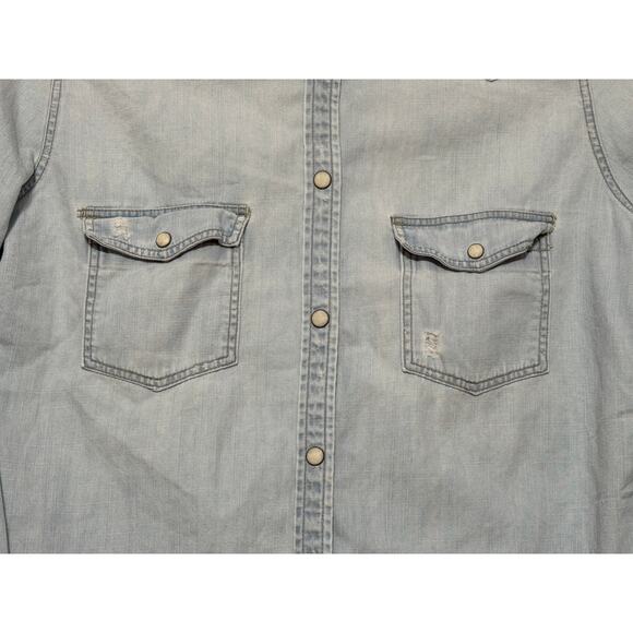 American Eagle Slim Fit Light Chambray Button-Up Shirt, Size M - Picture 3 of 8